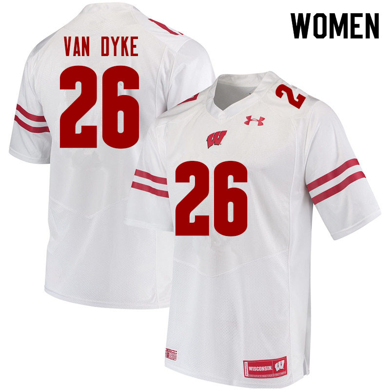 Women #26 Jack Van Dyke Wisconsin Badgers College Football Jerseys Sale-White